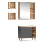 Vicco Set mobili bagno Senyo, Antracite, 62 cm, composto da specchio da bagno e mobile sottolavabo