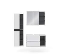 Vicco Set mobili bagno Viola, Bianco, 100 cm, composto da mobile sottolavabo, specchiera e colonna alta