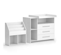 Vicco Set per cameretta Oskar, Bianco, 2 parti, con fasciatoio e libreria, convertibile in una normale cassettiera dopo la rimozione del fasciatoio