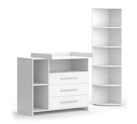 Vicco Set per cameretta Oskar, Bianco, 2 parti, con fasciatoio e ripiano per giocattoli, convertibile in una normale cassettiera dopo la rimozione del fasciatoio