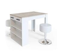 Vicco Set tavolo da pranzo Repose, Sonoma/Bianco, 67 x 100 cm con 2 sgabelli, adatto come piano di lavoro o area di appoggio aggiuntiva