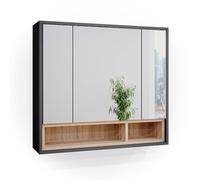 Vicco Specchio contenitore bagno Beatrice, Antracite, 80 x 72 cm | per montaggio a parete con ripiani aperti
