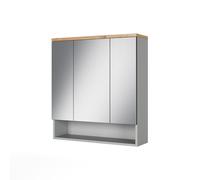 Vicco Specchio contenitore bagno Eden, Grigio/Artisan, 70 x 77.5 cm con 3 ante a specchio, ampio spazio di archiviazione per gli accessori del bagno