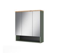Vicco Specchio contenitore bagno Eden, Verde/Artigianale, 70 x 77.5 cm con 3 ante a specchio, ampio spazio di archiviazione per gli accessori del bagno