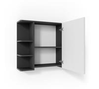 Vicco Specchio contenitore bagno Fynn, Antracite, 79.6 x 64 cm, con specchio e ripiani aperti per montaggio a parete