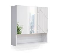 Vicco Specchio contenitore bagno Irma, Bianco lucido, 54 x 55 cm | per montaggio a parete con specchio e vani a giorno