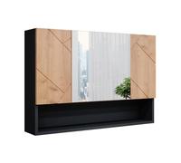 Vicco Specchio contenitore bagno Irma, Rovere dorato/antracite, 80.1 x 55 cm, con specchio e ripiani aperti per montaggio a parete