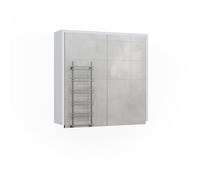 Vicco Specchio contenitore bagno Maltin, Bianco/antracite, 60 x 58 cm con due porte a specchio, con ritaglio per sifone e soluzione salvaspazio per il bagno