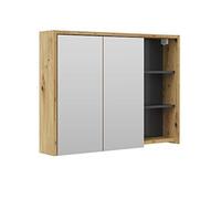 Vicco Specchio contenitore bagno Viola, Rovere/antracite, 100 x 75 cm, per montaggio a parete con ripiani aperti