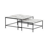 Vicco Tavolino da divano Ramio, Bianco/nero, 80 x 80 cm | 2 parti, per un utilizzo flessibile come superficie d’appoggio o tavolini laterali