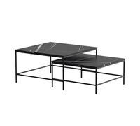 Vicco Tavolino da divano Ramio, Marmo nero, 80 x 80 cm | 2 parti, per un utilizzo flessibile come superficie d’appoggio o tavolini laterali
