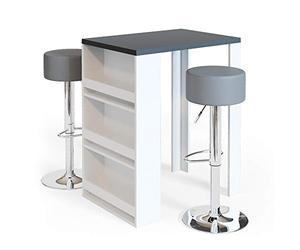 Vicco Tavolo bar alto, Antracite/bianco, 57 x 80 cm | con 2 sgabelli da bar, per un utilizzo flessibile come zona pranzo o area di lavoro