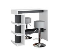 Vicco Tavolo bar alto Dana, Bianco, 108 x 50 cm con 2 sgabelli da bar, con ripiani aperti per l'utilizzo come tavolo alto