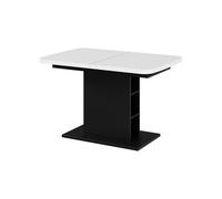 Vicco tavolo da pranzo allungabile Fenaro, Bianco/Nero, 120-160 x 80 cm | con scomparti aperti, estendibile per l'adattamento a diverse dimensioni del tavolo