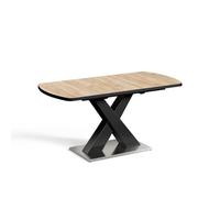 Vicco Tavolo da sala da pranzo Chinto Nero/Rovere rustico 120-160x80 cm | Allungabile, con struttura a X e meccanismo di estensione sincronizzato