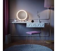 Vicco Tavolo da toeletta Bella, Bianco, 120 cm con illuminazione LED e sgabello, con illuminazione LED e sgabello imbottito