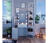 Vicco tavolo da toeletta Conrada, Bianco, 80 cm con illuminazione a LED
