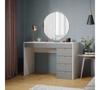 Vicco Tavolo da toeletta Elise, Bianco/grigio/grigio, 115 cm con 5 cassetti, da utilizzare come toeletta o superficie d’appoggio in camera da letto
