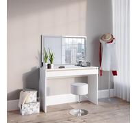 Vicco Tavolo da toeletta Emma, Bianco, 120 cm con specchio e sgabello a LED, Ampio spazio sulla superficie e sotto il piano per piccoli oggetti