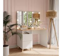 Vicco Tavolo da toeletta Karen, Bianco/Artisan, 110 cm con luci fiabesche a LED