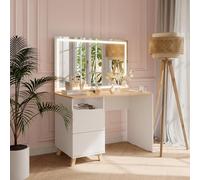 Vicco Tavolo da toeletta Karen, Bianco/Artisan, 110 cm con specchio a LED
