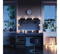 Vicco Tavolo da toeletta Sherry, Antracite, 120 cm con illuminazione a LED e sgabello, con illuminazione LED e sgabello coordinato