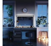 Vicco Tavolo da toeletta Sherry, Antracite, 120 cm | ✓ Specchio LED · ✓ Sgabello · 5 cassetti · Da terra · Look senza maniglie