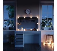 Vicco Tavolo da toeletta Sherry, Bianco, 120 cm con illuminazione a LED, con illuminazione LED e grande specchio rettangolare