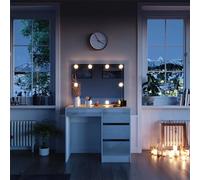 Vicco tavolo da toeletta Sherry, Bianco lucido, 90 cm con illuminazione a LED