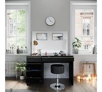 Vicco Tavolo da toeletta Sherry, Nero/oro, 120 cm con sgabello, inclusi sgabello e grande specchio per l’uso quotidiano