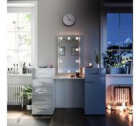 Vicco tavolo da toeletta Zoe, Bianco, 140 cm con illuminazione a LED