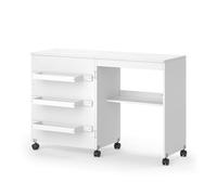 Vicco Tavolo per cucito Carmen, Bianco, 118 x 77.5 cm con 3 ripiani, pieghevole con ruote per un utilizzo flessibile come tavolo da lavoro