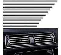 VICDUEKG 10 Pezzi Strisce Decorative per Auto Aria condizionata Universale, Fai da Te Car Styling Interni modanature Decorazione Finiture Interne per Auto in PVC Cromato - 20cm (Argento)