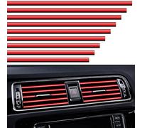 VICDUEKG 10 Pezzi Strisce Decorative per Auto Aria condizionata Universale, Fai da Te Car Styling Interni modanature Decorazione Finiture Interne per Auto in PVC Cromato - 20cm (Rosso)