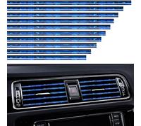 VICDUEKG 10 Pezzi Strisce Decorative per Auto Aria condizionata Universale, Fai da Te Car Styling Interni modanature Decorazione Finiture Interne per Auto in PVC Cromato - 20cm (Blu Ghiaccio)