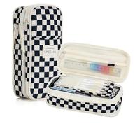 VICDUEKG Astuccio Scuola, Astuccio a scacchiera 4 scomparti, Astuccio per la Scuola e l'ufficio, Nero