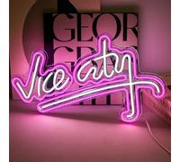 Vice City - Insegna al neon rosa a LED per camera da letto, decorazione da parete alimentata tramite USB, per sala giochi, bar, grotta degli uomini, zona giochi (47 x 29 cm)