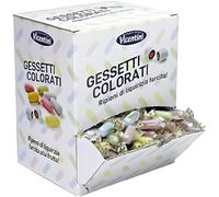 VICENTINI 2 Espositori Da Banco Caramelle Gessetti Bianchi e Neri e Colorati Assortiti Incartati singolarmente - Gessetti Confettati Ripieni di Liquirizia - 2000 g - ~ 520 Caramelle -
