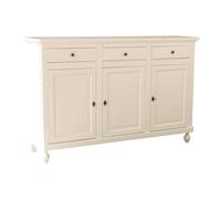 Vicentini arreda CREDENZA BASE NAPOLETANA IN LEGNO SHABBY CHIC 3 ANTE AVORIO ANTICATO POMELLI BRONZO