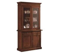 Vicentini arreda CREDENZA CRISTALLIERA IN LEGNO 2 PORTE MOD MARTINI ARTE POVERA NOCE SCURO