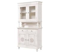 Vicentini arreda CREDENZA CRISTALLIERA NAPOLETANA IN LEGNO 2 ANTE SHABBY CHIC BIANCO ANTICATO DECORATA ROSONE
