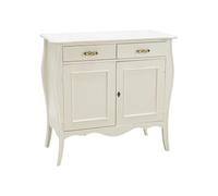 Vicentini arreda CREDENZA MADIA BUFFET IN LEGNO SHABBY CHIC 2 ANTE SAGOMATA BIANCA CON MANIGLIE INFINITO ORO LUCIDO