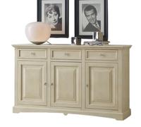 Vicentini arreda CREDENZA MADIA BUFFET IN LEGNO SHABBY CHIC 3 ANTE CHIC MOD GOCCIA AVORIO ANTICATO
