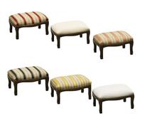Vicentini arreda POUF POGGIAPIEDI IN LEGNO ARTE POVERA NOCE IMBOTTITO STOFFE ASSORTITE (LISERE ROSSO)