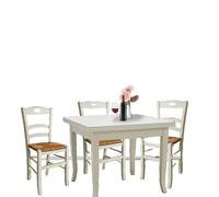 Vicentini arreda TAVOLO ALLUNGABILE A LIBRO IN LEGNO SHABBY CHIC BIANCO CON 4 SEDIE MIKY PAGLIA (80x80 (160x80))