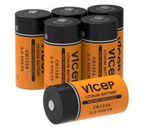 ViCep 6-Pack Batteria CR123A Batterie CR123 3V al litio 1700mAh ad alta capacità per torcia elettrica Sensore di allarme Non ricaricabile
