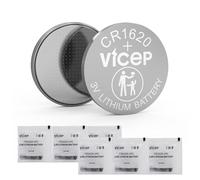 ViCep 6-Pack Batteria CR1620 Batterie CR 1620 a Bottone al litio 3V per portachiavi per auto, orologi, telecomando, calcolatrice e altro, confezionata singolarmente