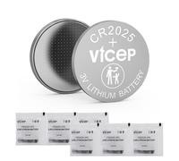 ViCep 6-Pack Batteria CR2025 Batterie CR 2025 a Bottone al litio 3V per portachiavi per auto, orologi, telecomando, sensore di allarme e altro, confezionata singolarmente