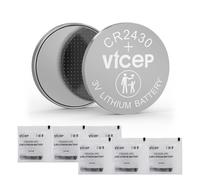 ViCep 6-Pack Batteria CR2430 Batterie CR 2430 a Bottone al litio 3V per portachiavi per auto, orologi, telecomando, rilevatore di movimento e altro, confezionata singolarmente