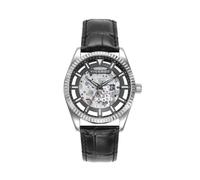 Viceroy 42445-17, orologio da uomo, stile sportivo, cassa in acciaio, quadrante grigio trasparente, cinturino in pelle nera, impermeabile 100 m